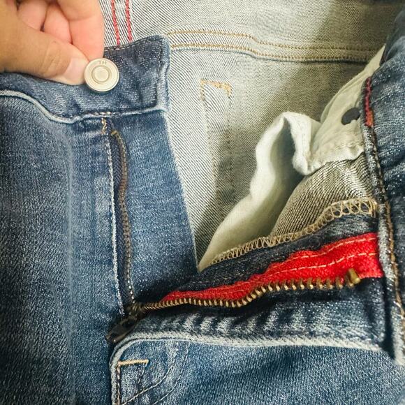 TOMMY HILFIGER Women's Medium Wash Patchwork Y2K Boyfriend Denim Jeans Size 8 - Picture 13 of 13